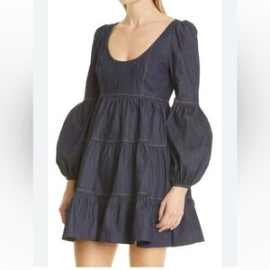 Cinq à Sept Rose Long Sleeve Stretch Denim Dress in Indigo Size 10